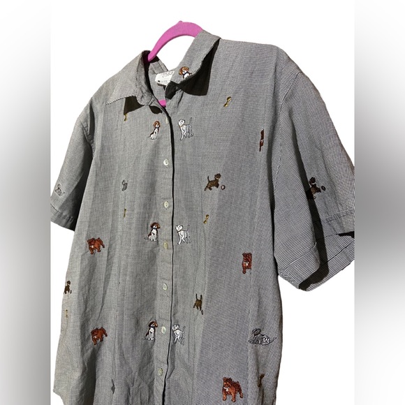 !!SOLD!!Vintage Embroidered Dog Button Up Shirt Womens 2X - Picture 4 of 9